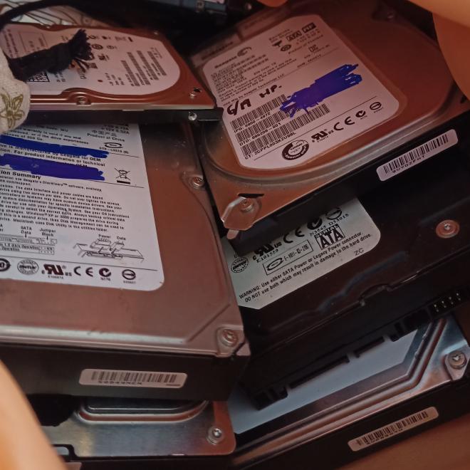 A pile of hard drives